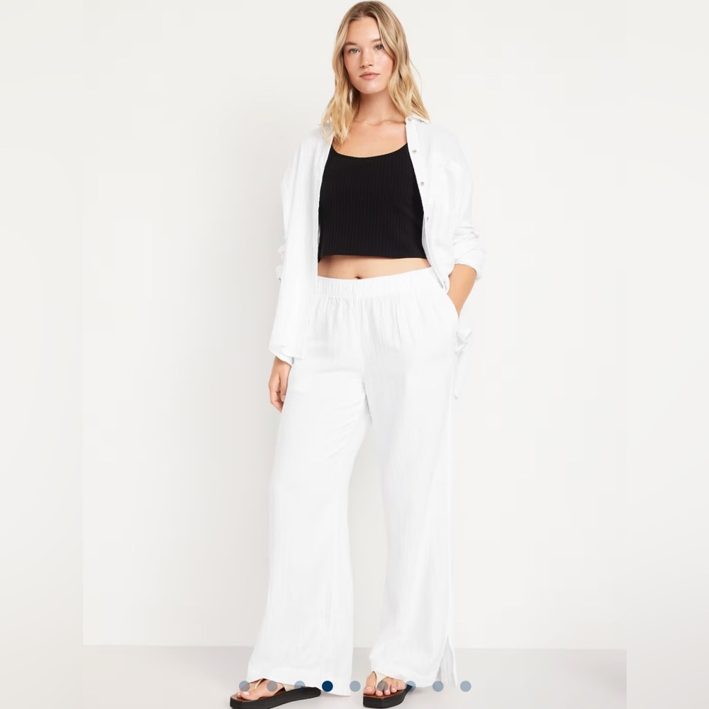 NWT GAP High-Waisted Crinkle Gauze Super Wide-Leg Pants